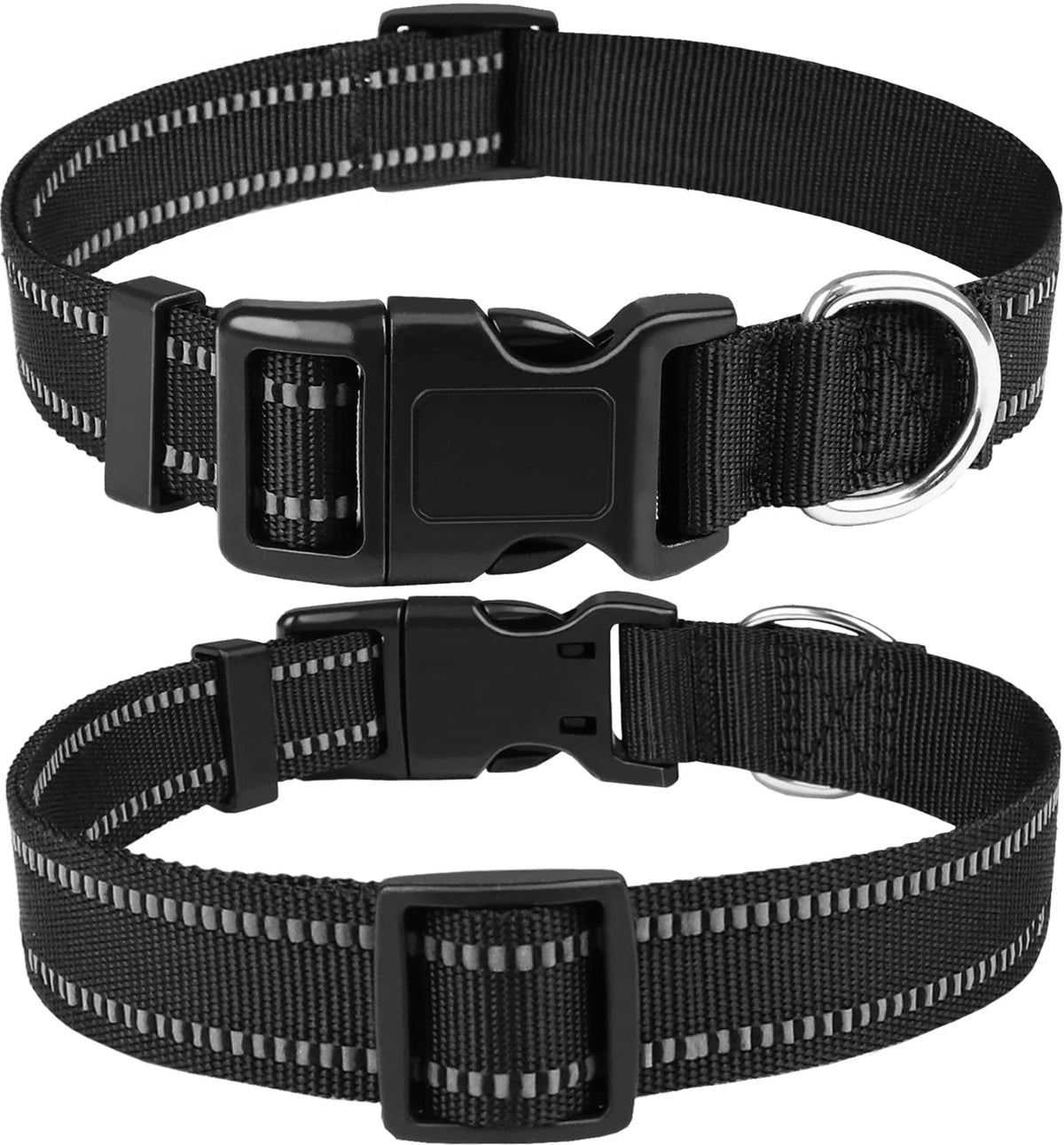 Reflective Dog Collar Dog Collar BOOEUDI Sturdy Nylon Collars Adjustable Classic Dog Collar with Quick Release Buckle for Medium Dogs Black M